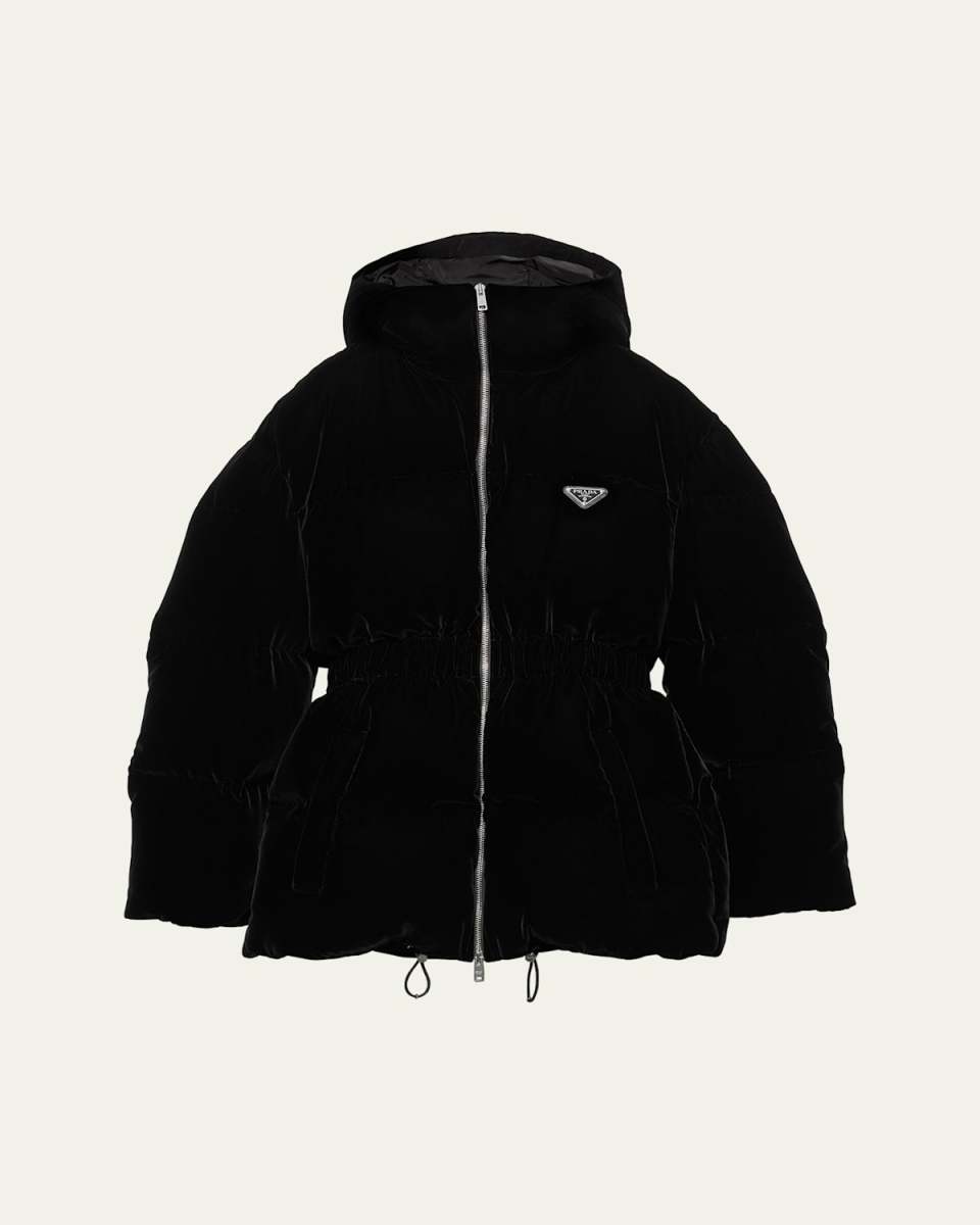 Hooded Drawstring Velvet Puffer Jacket